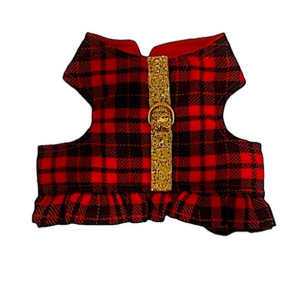 Pet Dog Pre-Owned Red & Plaid Christian Siriano Dog Collar Harness.Size … - Picture 3 of 4